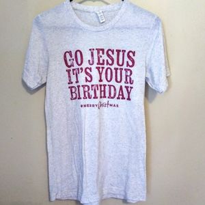 Stylish Beige " Go Santa It's Your Birthday Shirt.